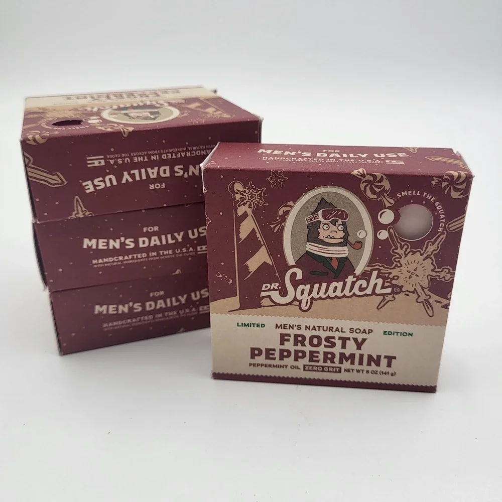 Lot of 4 Dr.‎ Squatch Frosty Peppermint Men's Natural Soap Zero Grit 5oz